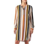 KAFFE Kleid KAmarana Damen Kleid Shirt Print Lang Arm V-Ausschnitt Knopf Shirtkleid 42, Green/Pink Stripe Print