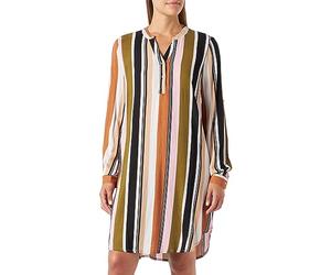 KAFFE Kleid KAmarana Damen Kleid Shirt Print Lang Arm V-Ausschnitt Knopf Shirtkleid 42, Green/Pink Stripe Print