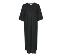 KAFFE Kleid Kamilia Damen Kleid Freizeit Lose T-Shirt Sommerkleid Lang Einfarbig V-Ausschnitt Kurzarm Freizeitkleider 44, Black Deep