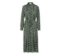 KAFFE Kleid Kaoline Damen Kleid V Ausschnitt Freizeitkleid Punkte Langarm Elegant Hohe Taille Abendkleid Black Deep/Green Geometric 40