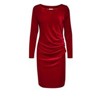 KAFFE Damen Damenkleid über Knielänge, reguläre Passform, Lange Ärmel, Bootsneck Kleid, Hoch Rot, XXL