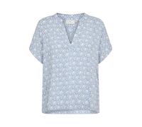 KAFFE Damen Women's Blouse V-Notch Neck Short Sleeves Casual Fit Printed Hip Length Bluse, Blau/Moonstruck Print, 40