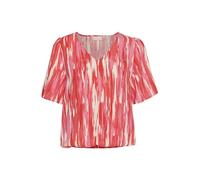 KAFFE Kurzarm-Bluse KAariana Damen Bluse Kurzarm Print Shirt V-Ausschnitt Lässig Oberteile 42, Pink Abstract Print