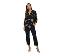 KAFFE Kurzarm-Bluse KAclaire 38, Black/Brown Flower Print