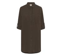KAFFE Langarm - Hemd KAnaya Damen Hemd Langarm Kragen Lang Casual Hemdbluse 36, Chocolate Brown 36