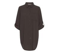 KAFFE Langarm - Hemd KAnaya Damen Hemd Langarm Kragen Lang Casual Hemdbluse 38, Black Oyster
