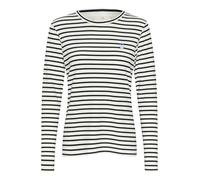 KAFFE Langarm-Shirt Liddy Damen T-Shirt Langarm Rundhals Gestreiftes Bluse mit Herzstickerei Chalk/Black-Windsurfer Heart XS