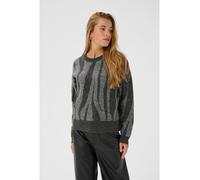 Strickpullover KAFFE "Strickpullover KAbitzy", Damen, Gr. L, grau (grau m, dunkelgrau m animal), Obermaterial: 35% Polyester PES. 32% Polyacryl PAN. 17% Wolle mw. 12% Nylon NY. 4% Elasthan EL., Pullov