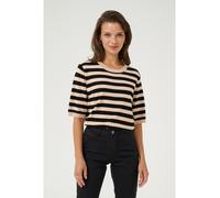 KAFFE Strickpullover KAlizza Damen Strickpullover Kurzarm Streifen Lässig Casual Rundhals Pullover Gestreift Smoke Gray/Black Deep Stripe S