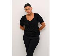 KAFFE CURVE T-Shirt KCsissy Damen T-Shirt Kurzarm V-AusschnittCasual Elegant Große Größen Black Deep L