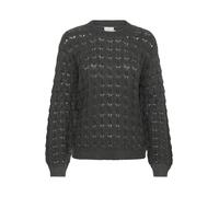 KAFFE Strickpullover KAelena Damen Strickpullover Langarm Lochmuster Strickpulli Rundhals Pullover Black Oyster XL