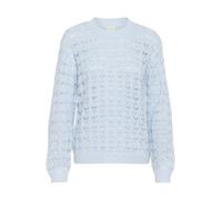 KAFFE Strickpullover KAelena Damen Strickpullover Langarm Lochmuster Strickpulli Rundhals Pullover Celestial Blue M
