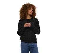 KAFFE Strickpullover KAelena Damen Strickpullover Langarm Lochmuster Strickpulli Rundhals Pullover L, Black Deep