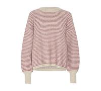 KAFFE Strickpullover KAellery Damen Strickpullover Rundhals Pullover Winter Sweater Grobstrick Sweatshirt Elegant Oberteile Pulli Feather Gray/Rose Structure XXL