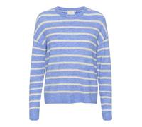 Strickpullover KAFFE "Strickpullover KAlida", Damen, Gr. XXL, blau (blau melange, beige stripe), Obermaterial: 71% Polyacryl PAN. 22% Polyester PES. 4% Elasthan EL. 3% Wolle mw., Pullover Strickpullov