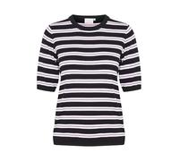 KAFFE Strickpullover KAlizza Damen Strickpullover Kurzarm Streifen Lässig Casual Rundhals Pullover Gestreift Black - Pink/Chalk Stripe S