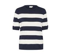KAFFE Strickpullover KAlizza Damen Strickpullover Kurzarm Streifen Lässig Casual Rundhals Pullover Gestreift Midnight/Chalk Wide Stripe S