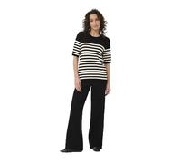KAFFE Strickpullover KAlizza Damen Strickpullover Kurzarm Streifen Lässig Casual Rundhals Pullover Gestreift S, Black/Turtledove Half Stripe