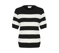 KAFFE Strickpullover KAlizza Damen Strickpullover Kurzarm Streifen Lässig Casual Rundhals Pullover Gestreift XXL, Black/Chalk Bold Stripe
