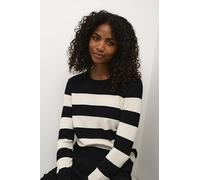 KAFFE Strickpullover KAlizza Damen Strickpullover Rundhals Pullover Streifen Sweatshirt Elegant Oberteile Langarmshirt Pulli XL, Black/Turtledove Stripe