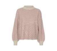 KAFFE Strickpullover KAverana Damen Strickpullover Rundhals Pullover Winter Sweater Grobstrick Sweatshirt Elegant Oberteile Pulli S, Feather Gray Mel. / Rosa