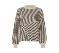 KAFFE Strickpullover KAverana Damen Strickpullover Rundhals Pullover Winter Sweater Grobstrick Sweatshirt Elegant Oberteile Pulli XXL, Feather Gray Mel./ Brown Mel.