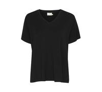 KAFFE T-Shirt KAfrida Damen T-Shirt Kurzarm V-Ausschnitt Basic Klassischer Casual Top Black Deep S