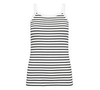 KAFFE Damen Women's Tank Top Scoop Neck Slim Fit Striped Sleeveless Thin Straps T-Shirt, Chalk/Black Stripe, M