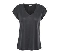 KAFFE T-Shirt KAlise Damen T-Shirt Kurzarm V-Ausschnitt Basic Shirt Washed Black M