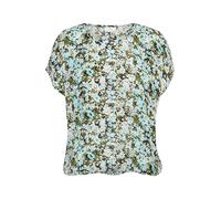 KAFFE Women's Blouse Short Batwing Sleeves Round Neck Elastic Hem Printed