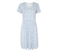 KAFFE Women's Midi Dress Floral Print Shorts Sleeves Casual Damen, Blau/Chalk Flower Print, Small