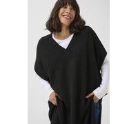 KAFFE Women's Poncho Knitted Loose Fit V-Neck Mid-Thigh Length Short Sleeves Damen, Black Deep, 42
