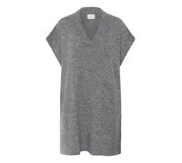 KAFFE Women's Poncho Knitted Loose Fit V-Neck Mid-Thigh Length Short Sleeves Damen, Dark Grey Melange, 42