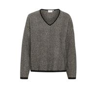 KAFFE Women's Pullover V-Neck Regular Fit Long Sleeves Herringbone Knit