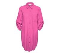 KAFFE Women's Shirt Dress Buttons 3/4 Sleeves Loose Fit Above Knee Length