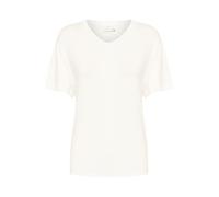 KAFFE T-Shirt KAfrida Damen T-Shirt Kurzarm V-Ausschnitt Basic Klassischer Casual Top XL, Chalk