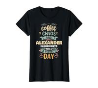 Kaffee Chaos und Alexander Spruch personalisiert Alexander Preisgünstiges Grafik-T-Shirt, Damen, Schwarz, M