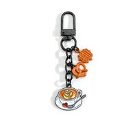 Kaffee-Schlüsselanhänger Set mit Kaffeetassen Taschen Charms und Brot-Anhänger, Geburtstagsgeschenk für Frauen, Geschenksets für Freundin, Beste Freundin oder Schwester, Geschenke Ideen (Latte Art)