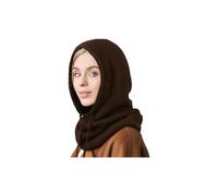 (Kaffee) Wintermützen für Damen, Sturmhaube, Strickmütze, Totenkopfmütze mit Kordelzug, warmer Kapuzenschal