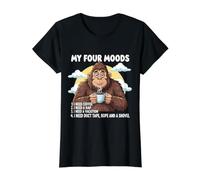 Kaffeeliebhaber My Four Moods Big-Foot Sasquatch Gorilla Ape Preisgünstiges Grafik-T-Shirt, Damen, Schwarz, XS