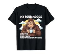 Kaffeeliebhaber My Four Moods Big-Foot Sasquatch Gorilla Ape Preisgünstiges Grafik-T-Shirt, Herren, Schwarz, M