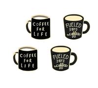 Kaffeetassen Brosche 4 Stück aus Legierung für Frauen und Schuhe | Cartoon Design, Schwarz, Mehrfachbefestigung, für Jeansjacke, Schulveranstaltungen, Abiball und Geschenkidee Zufälliger Stil