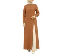 Kaftan Boho Kleid Damen Muslimisches Kleid für Frauen Türkiye Dubai schwere Industrie Perlenbesatz Bügelkleid (Coffee 3XL)