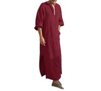 Kaftan Herren Baumwolle Leinen Sommer Cool Jilbab Muslim Robe Gebetskleidung für Männer Islamische Kleidung Thobe Marokkanische Afghanische Arabische Kleidung Herren Tunika Abaya