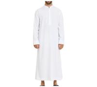 Kaftan Herren Langarm Stehkragen Abaya mit Knöpfe, Muslimische Kleider Herren Islamische Arabische Kleidung Gebetskleidung für Männer Umrah Gebetskleid Islam Thobe Muslimische Robe Ihram Kleidung