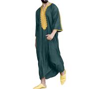 Kaftan Herren Sommer Islamische Kleidung Jilbab Herren Muslim Robe Gebetskleidung für Männer Thobe Marokkanische Afghanische Arabische Kleidung Herren Tunika Abaya Ethnische Maxikleid