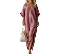 Kaftan Kleid Damen Damen Sommer Maxi Sommerkleid Lang Elegant Mit Schlitz A Linie Kleider Halbarm V Ausschnitt Sommerkleider Leicht Und Luftig Maxikleider Frauen Lockeres Strand Tunikakleid