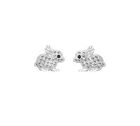 Kaguyo Silberohrringe für Damen - Roségold 925 Sterlingsilber Pavé Zirkonia Niedliche Ohrstecker mit Osterhase für Damen, Mädchen und Kinder - Geburtstagsgeschenk (Silberne Ohrringe)