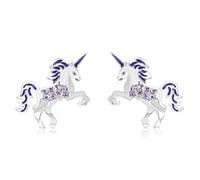 Kaguyo Silberohrringe für Frauen, Einhorn-Ohrstecker aus 925er-Sterlingsilber, Amethyst, rosafarbene Multi-Zirkonia-Ohrstecker für Frauen und Mädchen, Geburtstagsgeschenk (purple)