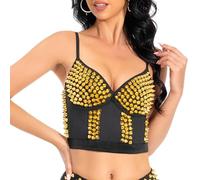 KAHDGSS Bustier Crop Tops Gotik Punk Nieten Korsett Top Push Up BH Club Party Weste Tanks Dance Oufits Clubwear Push Up Korsett BH